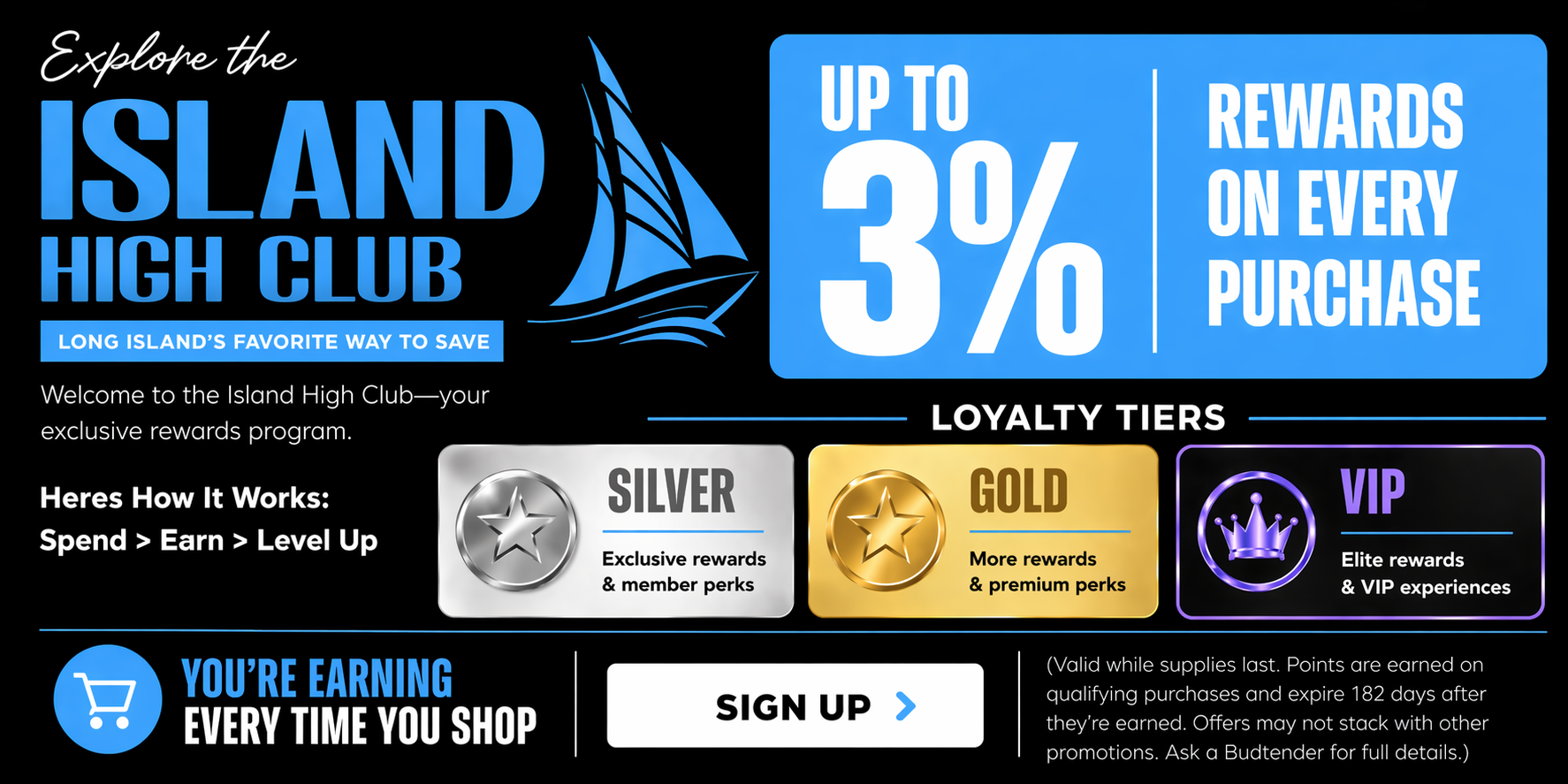 3% rewards island high club at strong strains long island cannabis dispensary