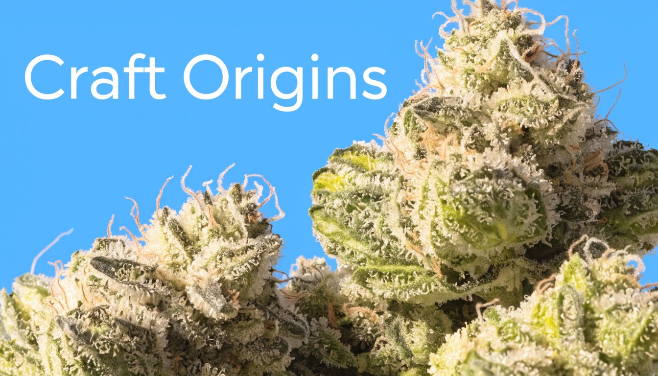 A close-up view of a dense, frosty electric lime cannabis bud against a bright blue background.